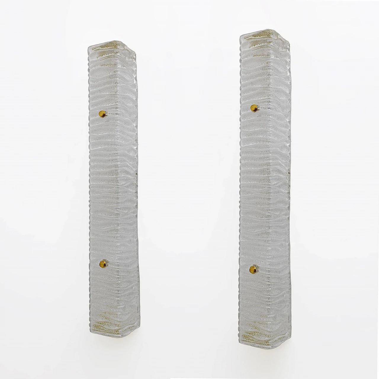 Pair of brass and textured Murano glass sconces, 2000s 2