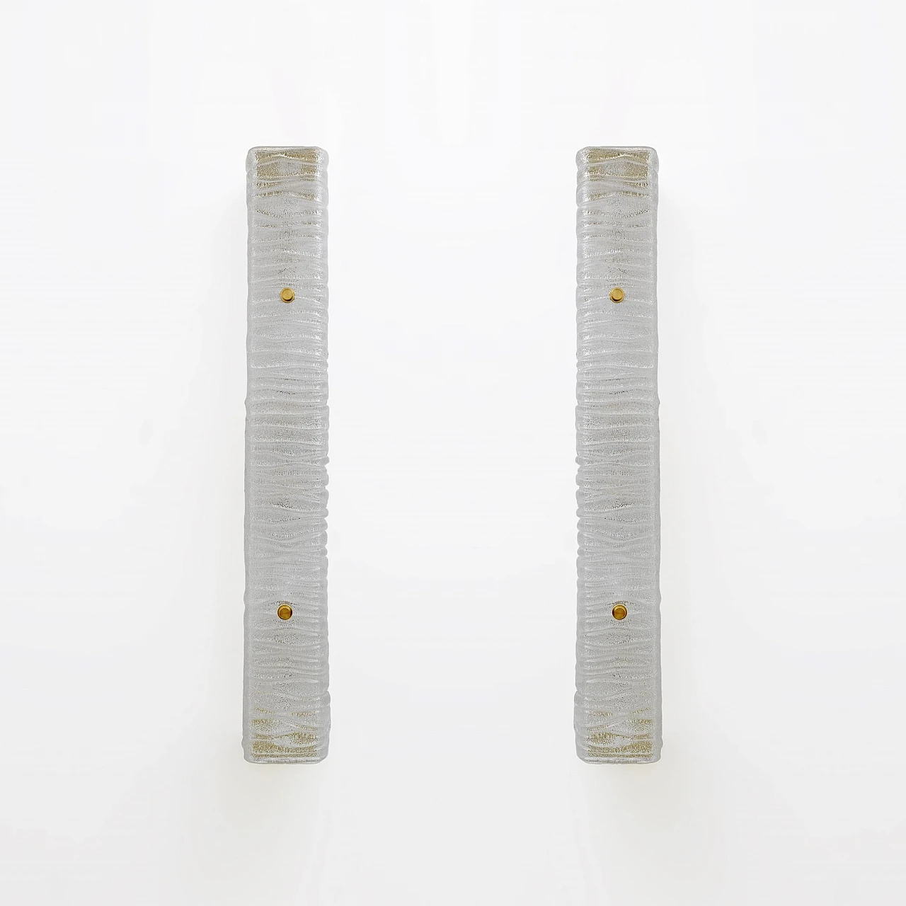 Pair of brass and textured Murano glass sconces, 2000s 3