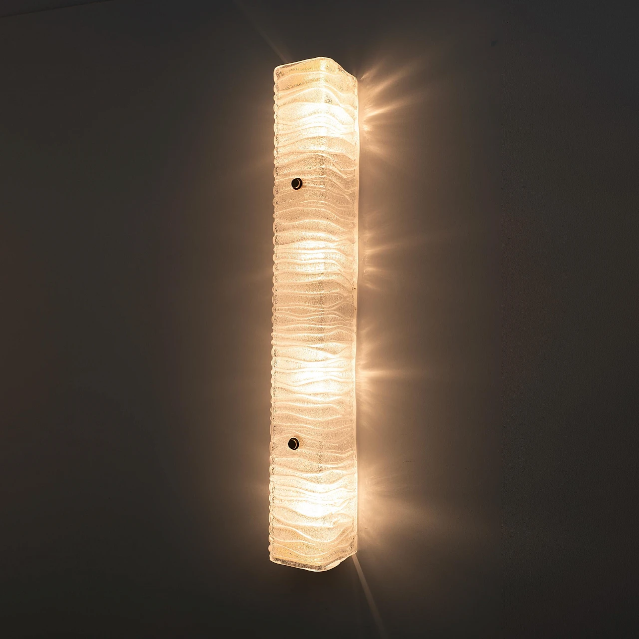 Pair of brass and textured Murano glass sconces, 2000s 4