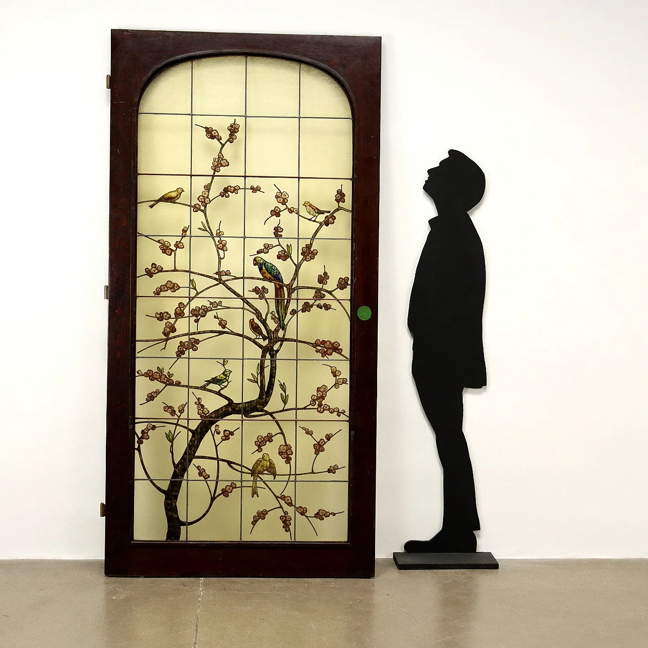 Porta vetrata Liberty in abete Douglas tinto, inizio '900 2