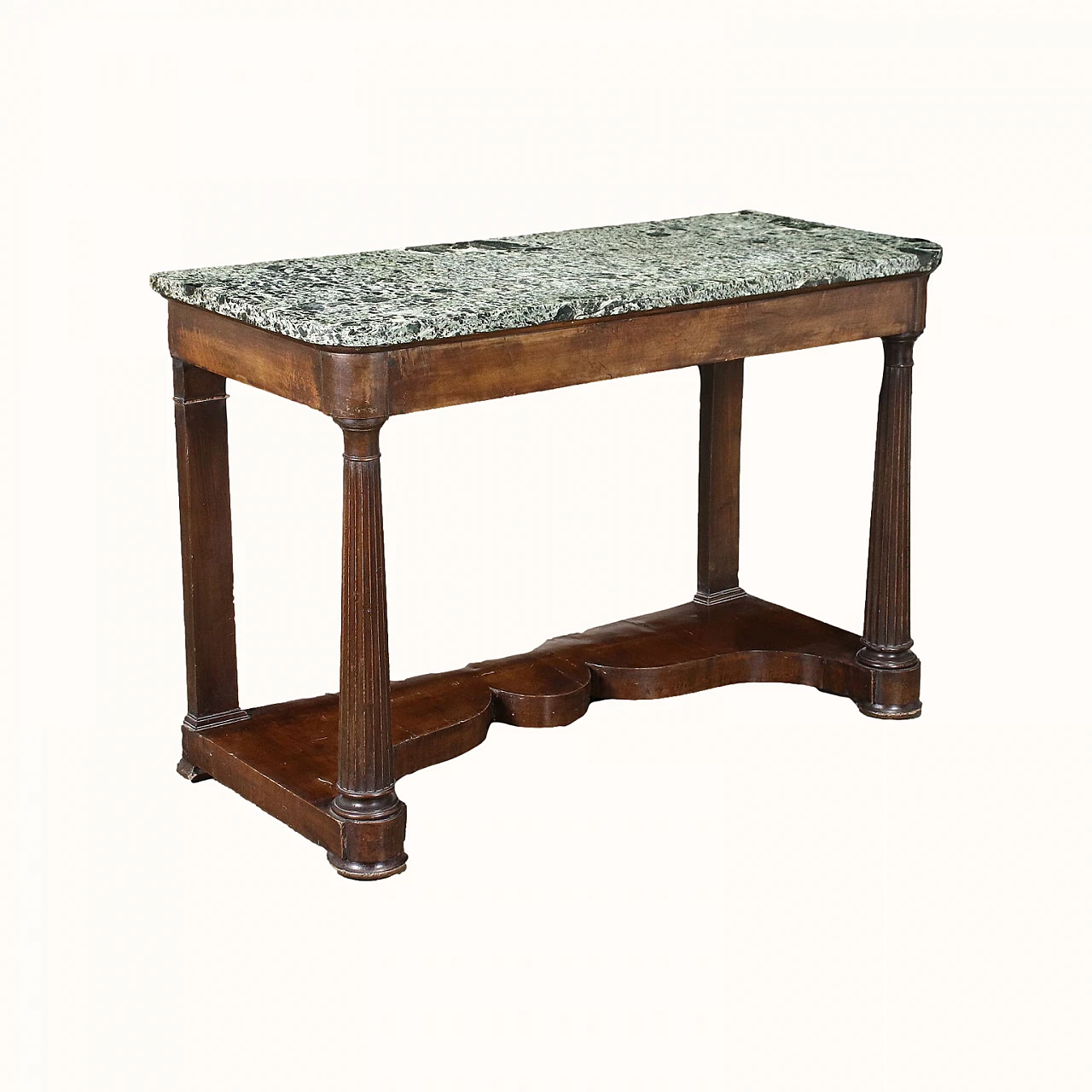 Consolle in stile impero con piano in marmo verde, del '800 1