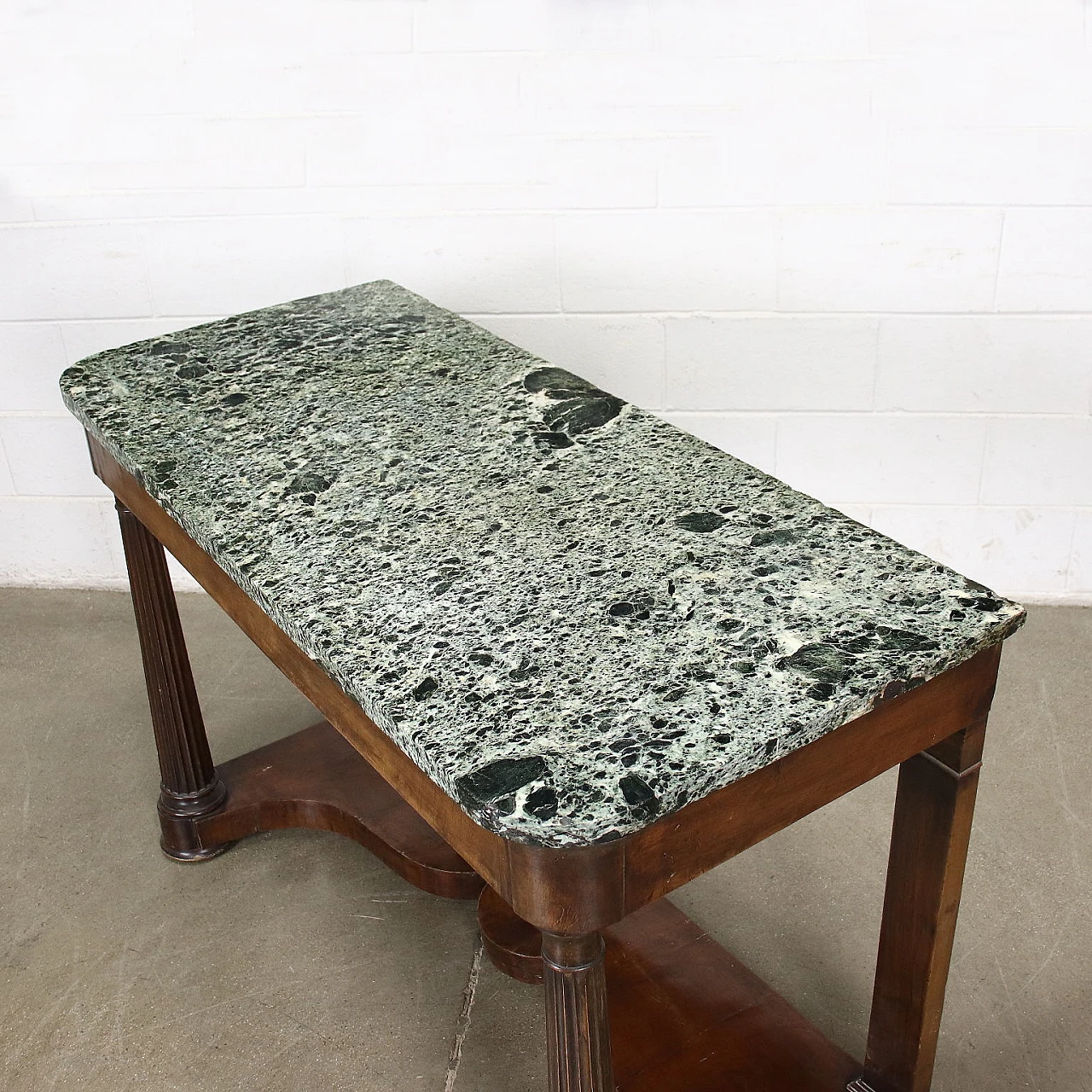 Consolle in stile impero con piano in marmo verde, del '800 3
