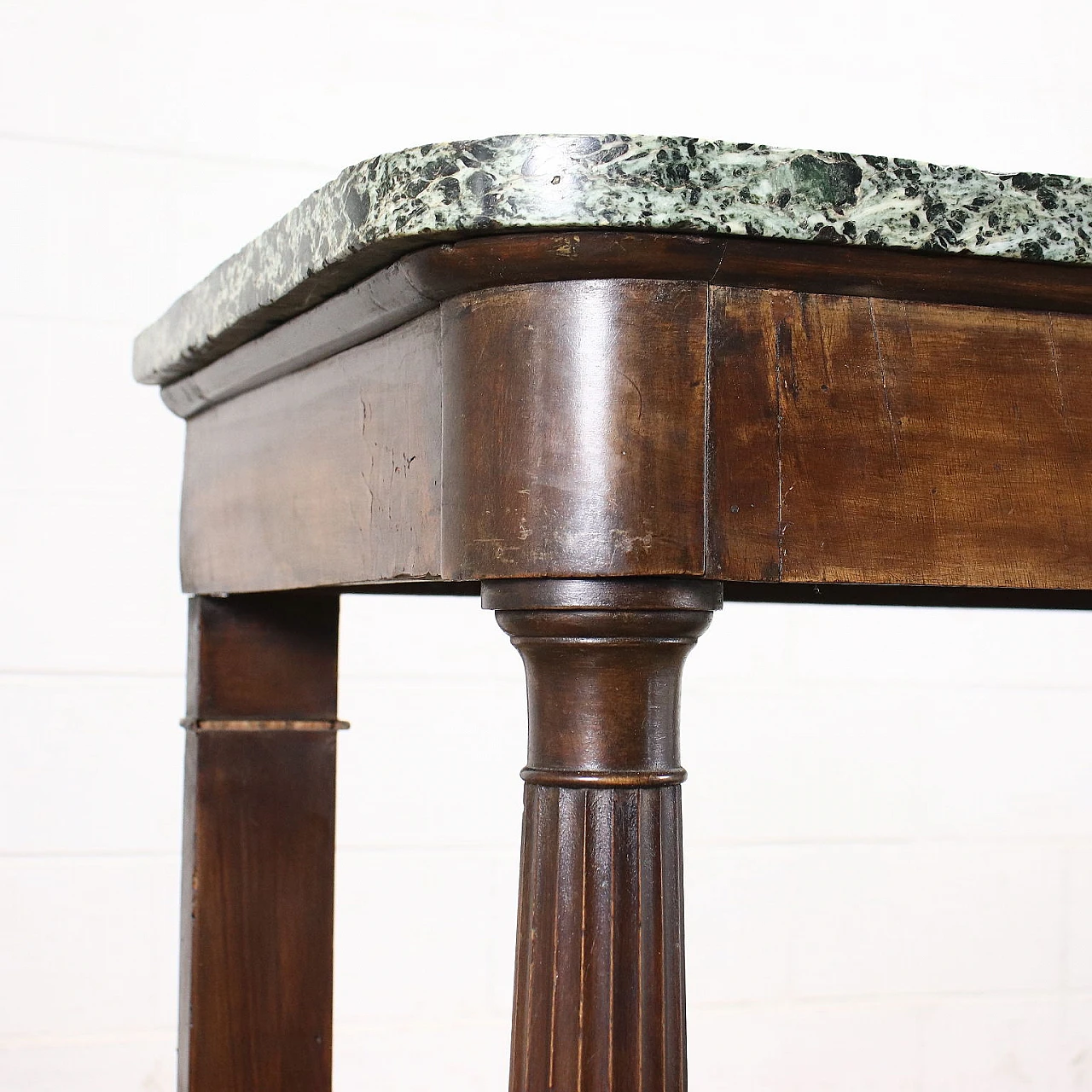 Consolle in stile impero con piano in marmo verde, del '800 4