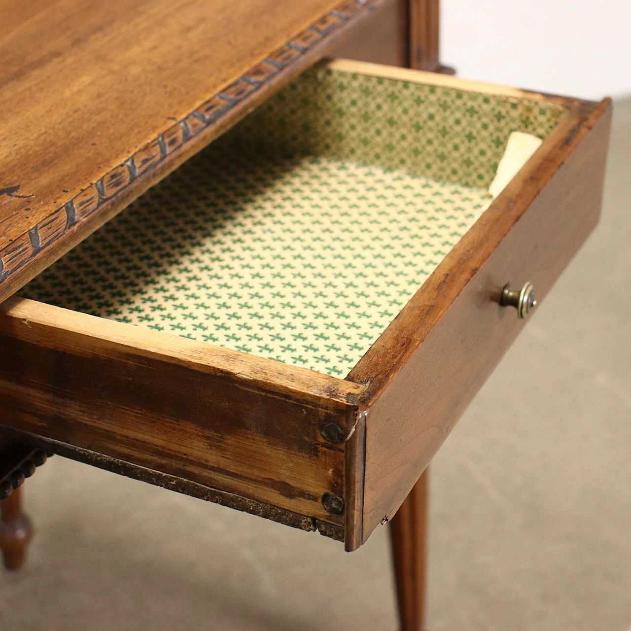Neoclassical walnut console table and pair, 1700s. 9