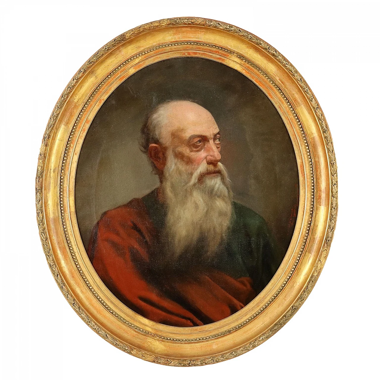 J. M. De Medeiros, Portrait of a philosopher, oil on canvas in oval frame, 1875 1