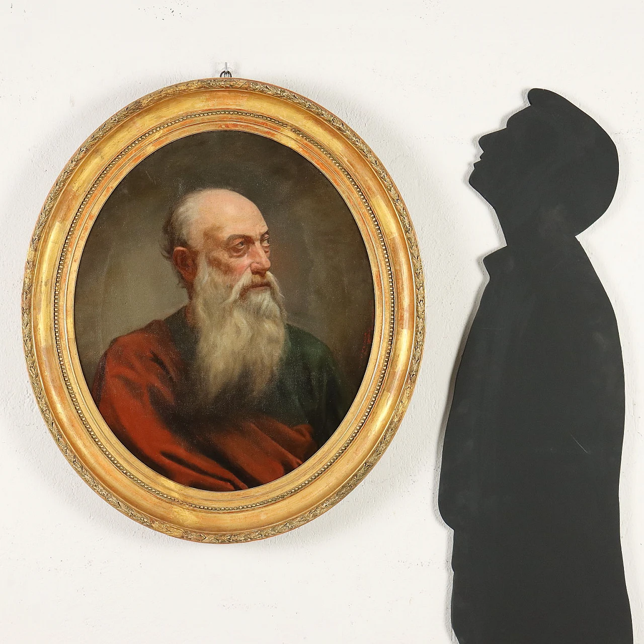 J. M. De Medeiros, Portrait of a philosopher, oil on canvas in oval frame, 1875 2