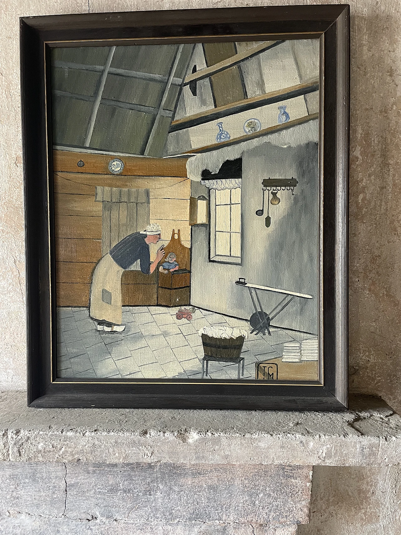 Naive Art by Joop Smits, oil on canvas, mid 20th century 1