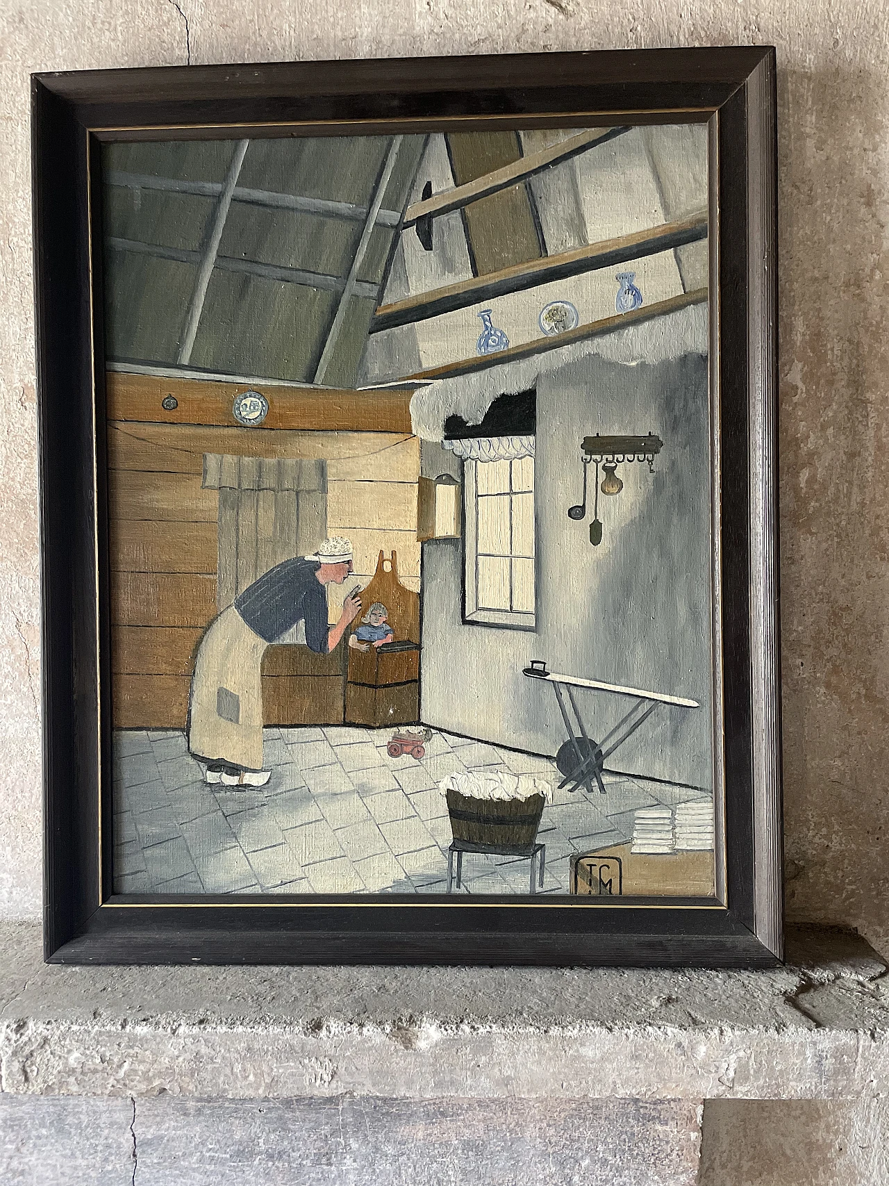 Naive Art by Joop Smits, oil on canvas, mid 20th century 2