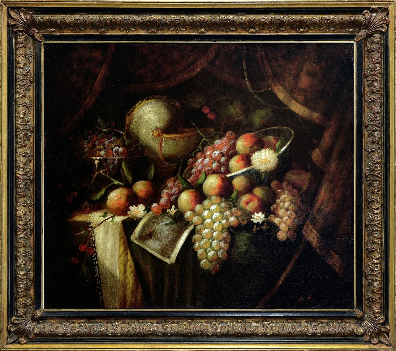 Natura morta di Massimo Reggiani olio su tela con cornice, anni '90 8