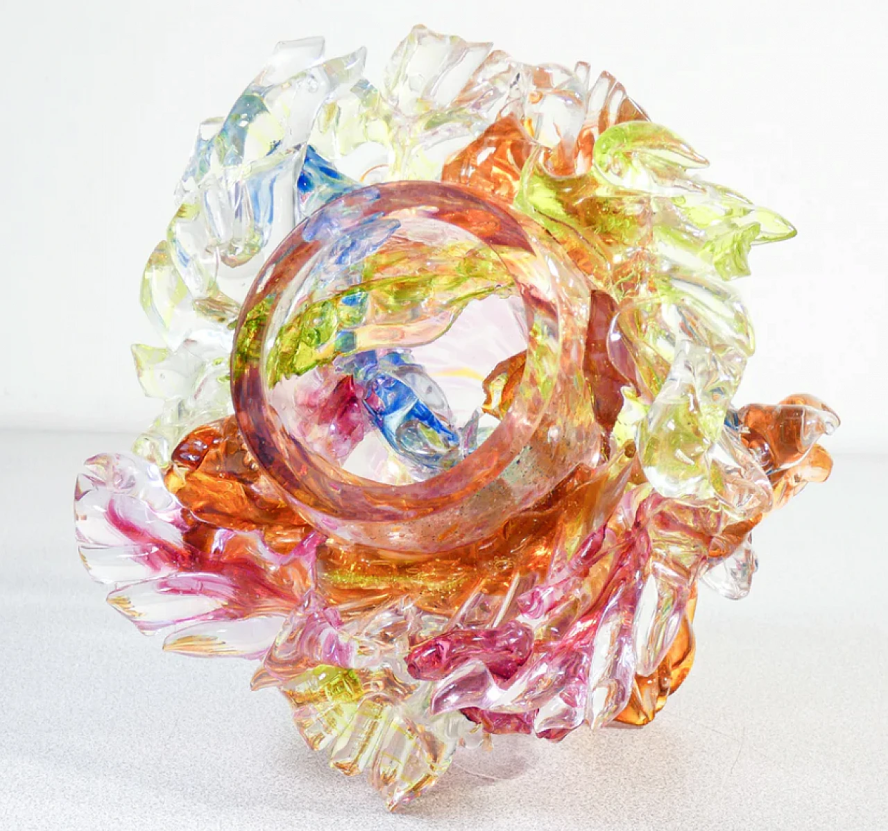 Scultura in vetro soffiato policromo Coral di René Roubiceck, anni '60 6