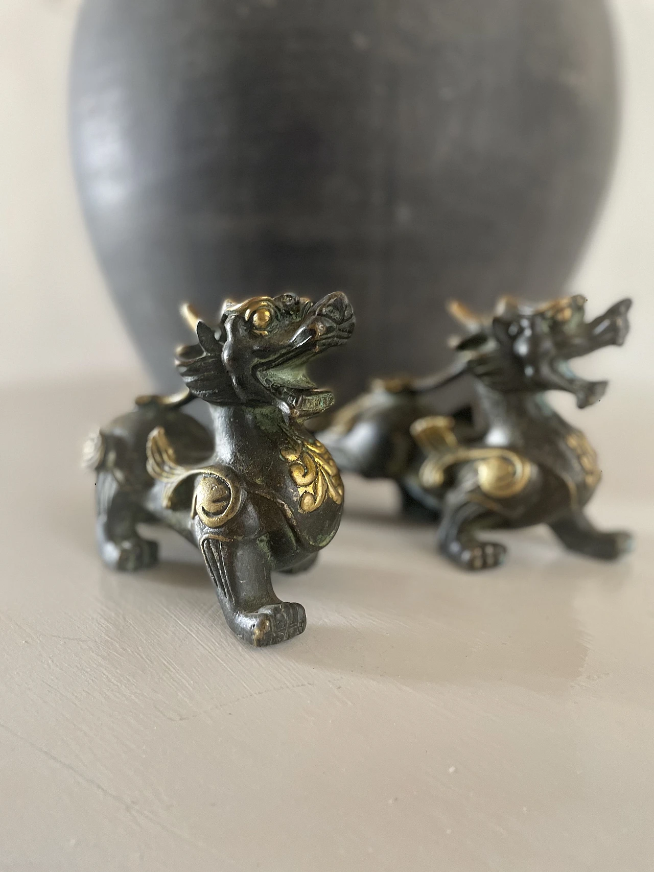 Bronze pair of dragons, 19th century 5