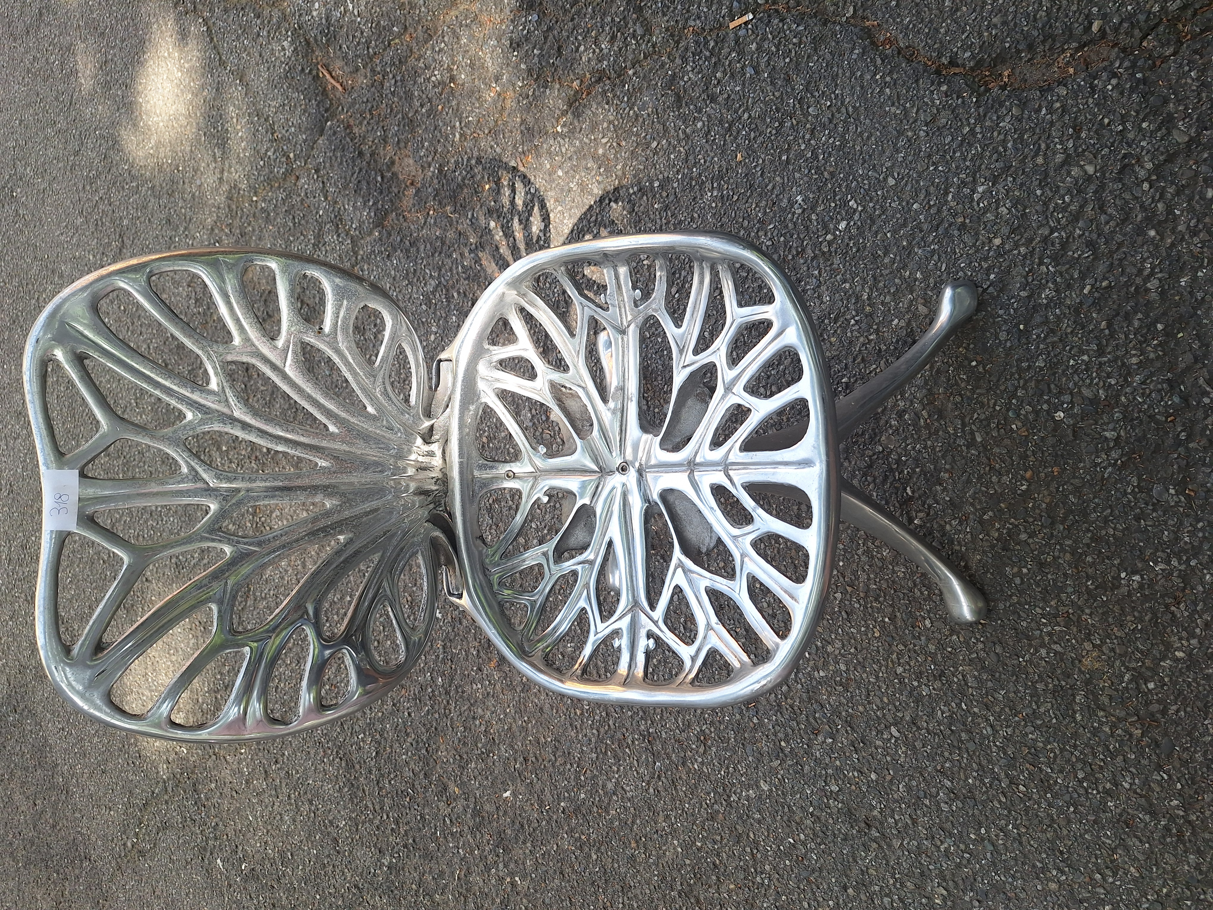 Nervure chair by Quasar Khanh, aluminium organic design, 1980s