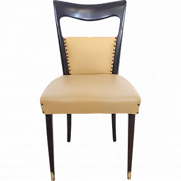 6 Beige skai dining chairs by Melchiorre Bega, 1950s