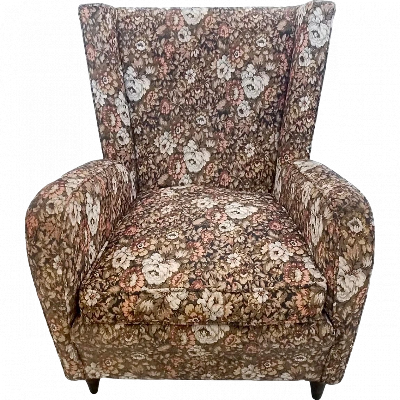 Armchair in floral fabric attributed to Paolo Buffa, 1950s 12