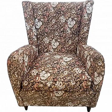 Armchair in floral fabric attributed to Paolo Buffa, 1950s