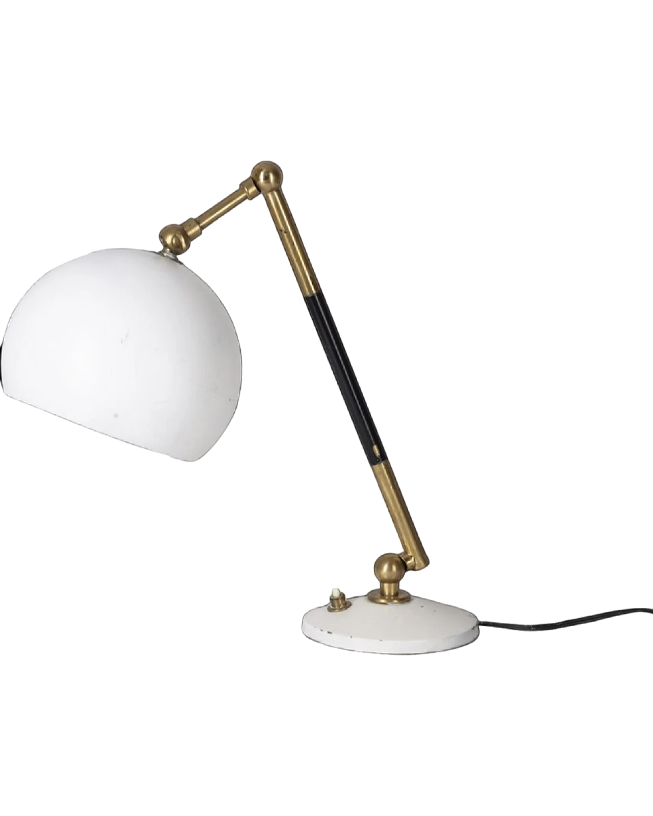 Lampada da tavolo in ottone e metallo bianco, anni '60 12