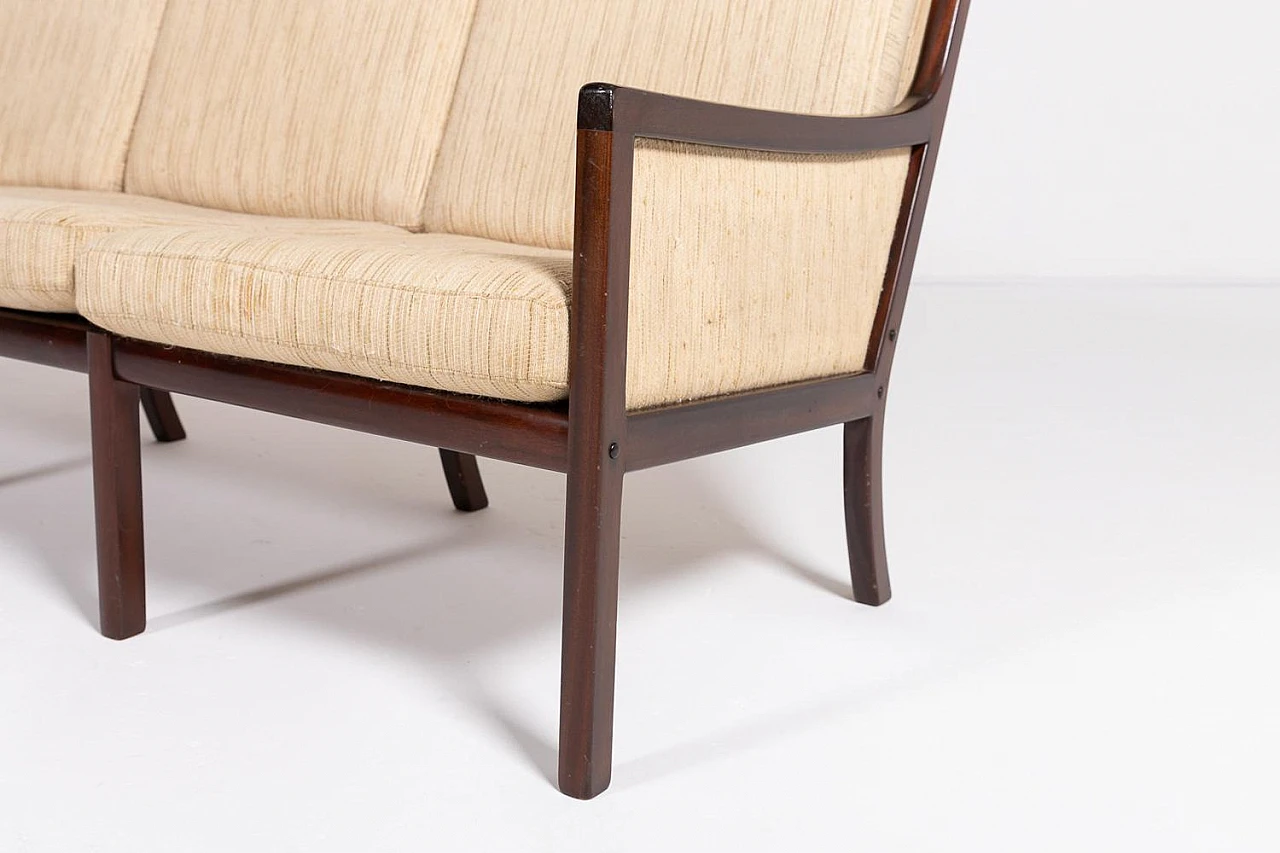 Divano in legno e lana di Ole Wanscher per P. Jeppensen, anni '60 5