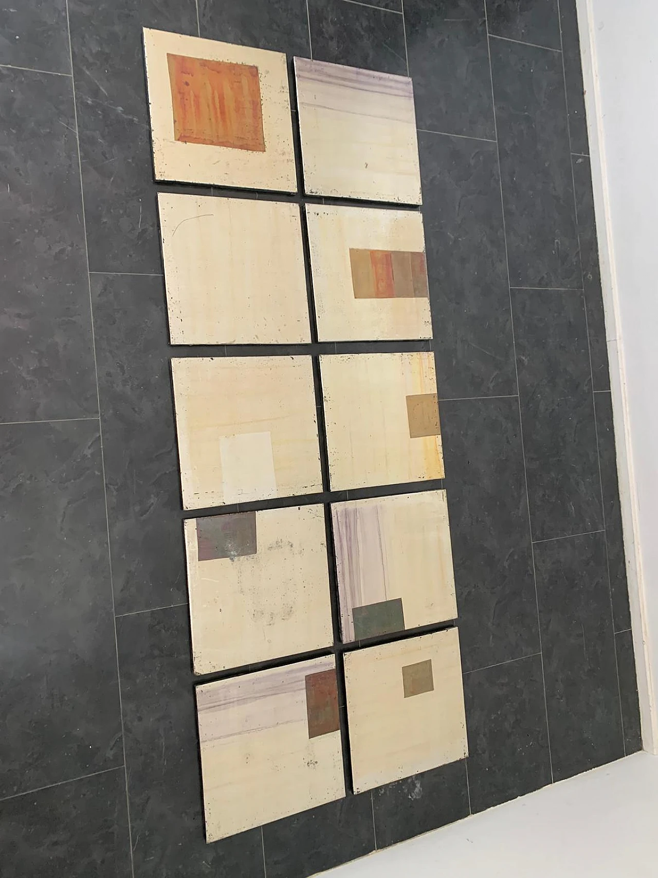 Pannelli in metallo policromo iridescente, anni '80, set di 10 3