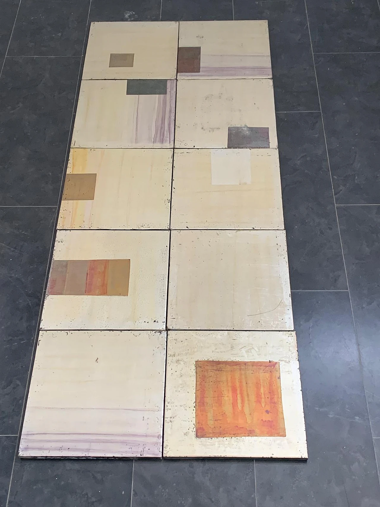 Pannelli in metallo policromo iridescente, anni '80, set di 10 5