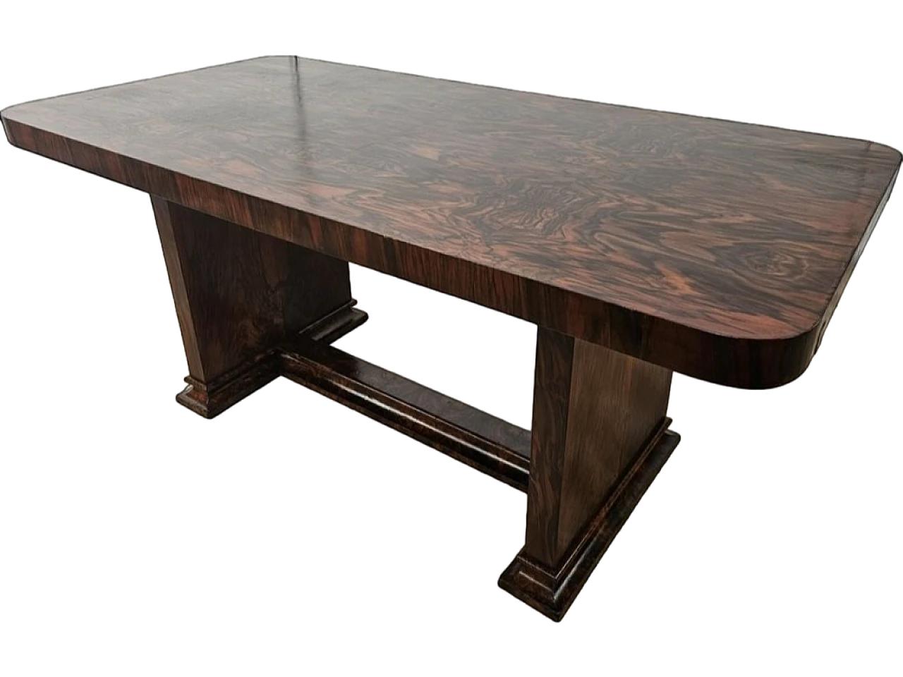 Tavolo da pranzo Art Déco allungabile in noce, anni '30 38