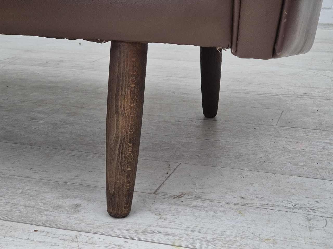 Divano danese a 2 posti in pelle marrone, anni '70 6