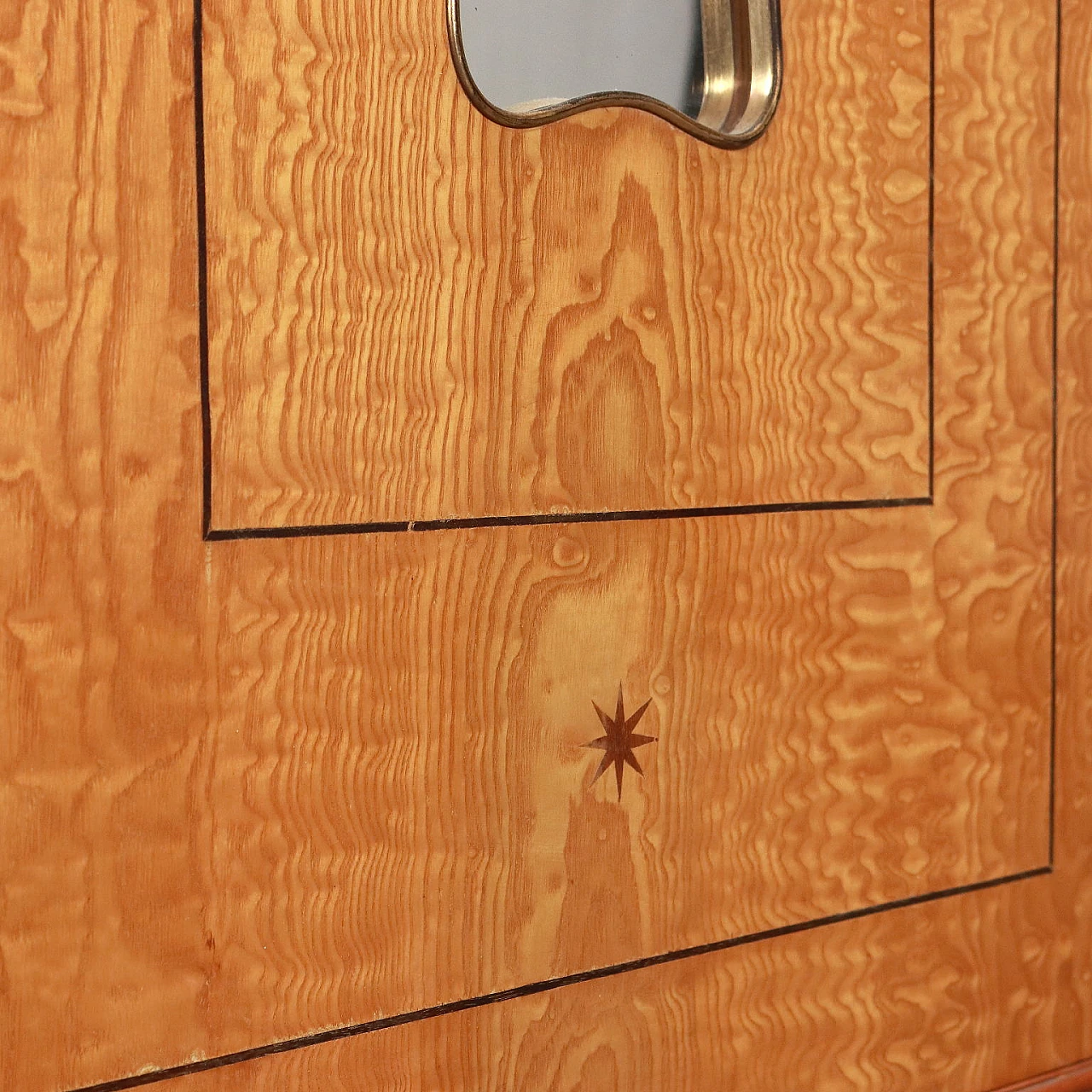 Appendiabiti da parete in legno impiallacciato radica con anta scorrevole, anni '50 6