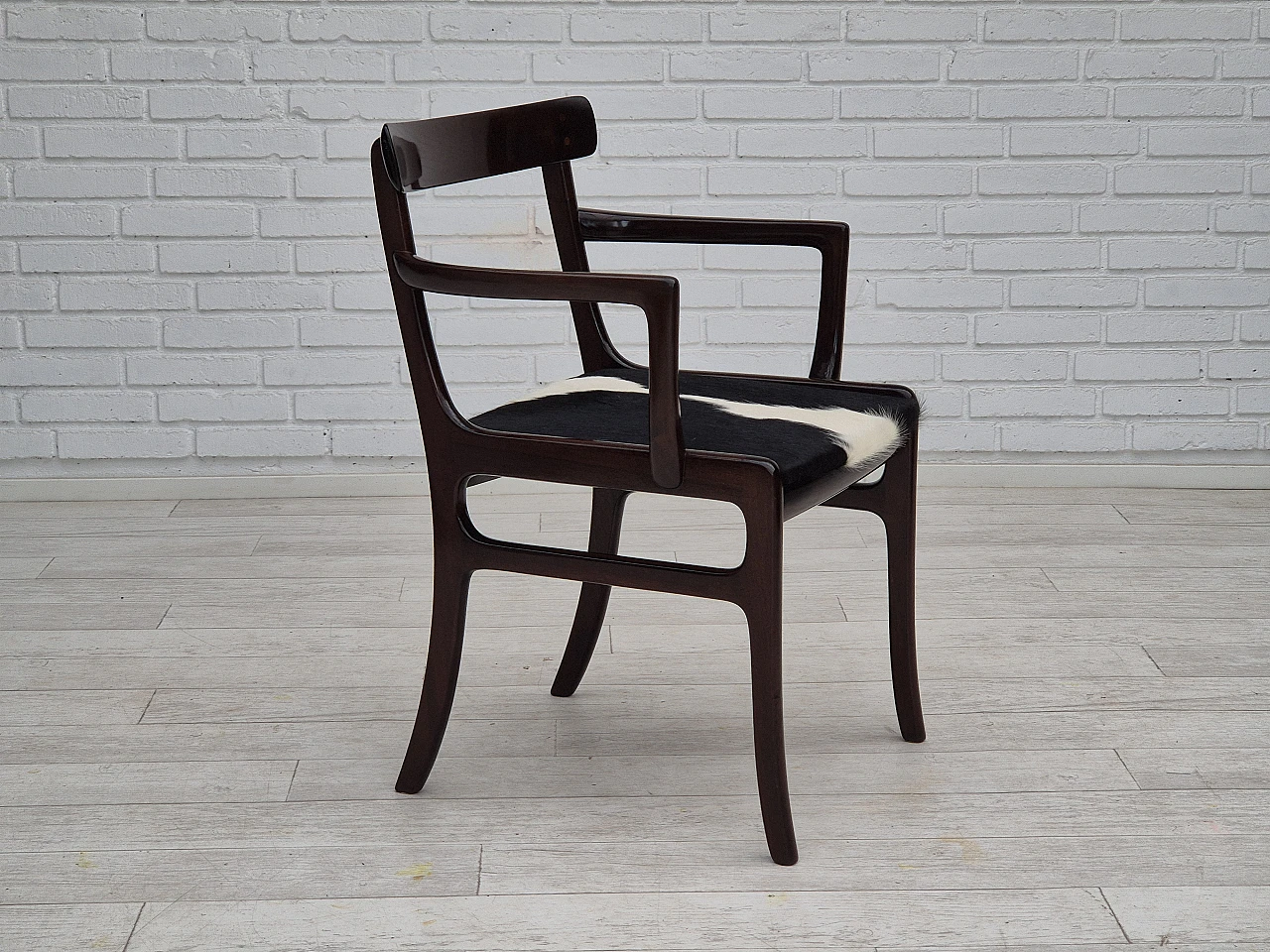 Danish mahogany and cowhide armchair by Ole Wanscher, 1960s 1