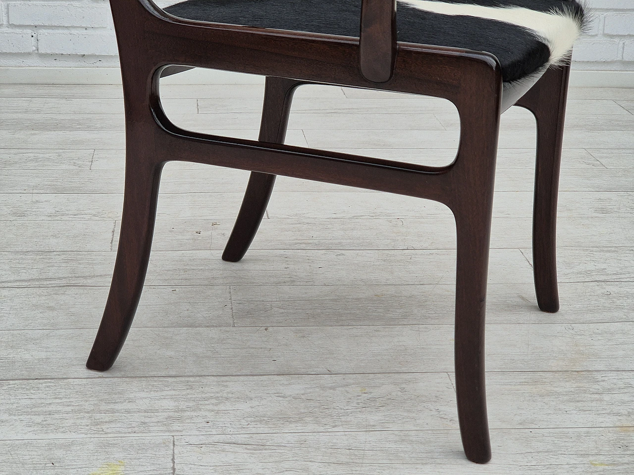 Danish mahogany and cowhide armchair by Ole Wanscher, 1960s 4