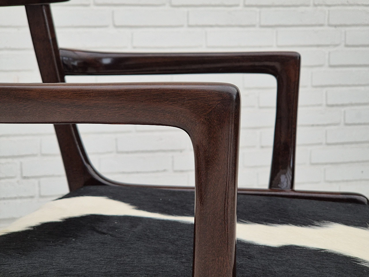 Danish mahogany and cowhide armchair by Ole Wanscher, 1960s 5