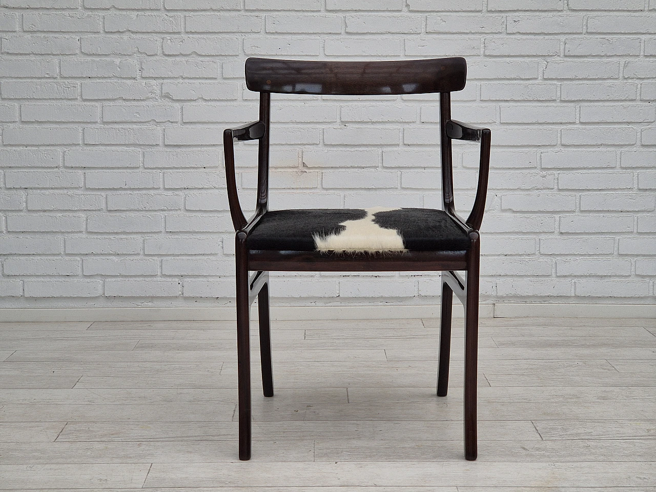 Danish mahogany and cowhide armchair by Ole Wanscher, 1960s 7