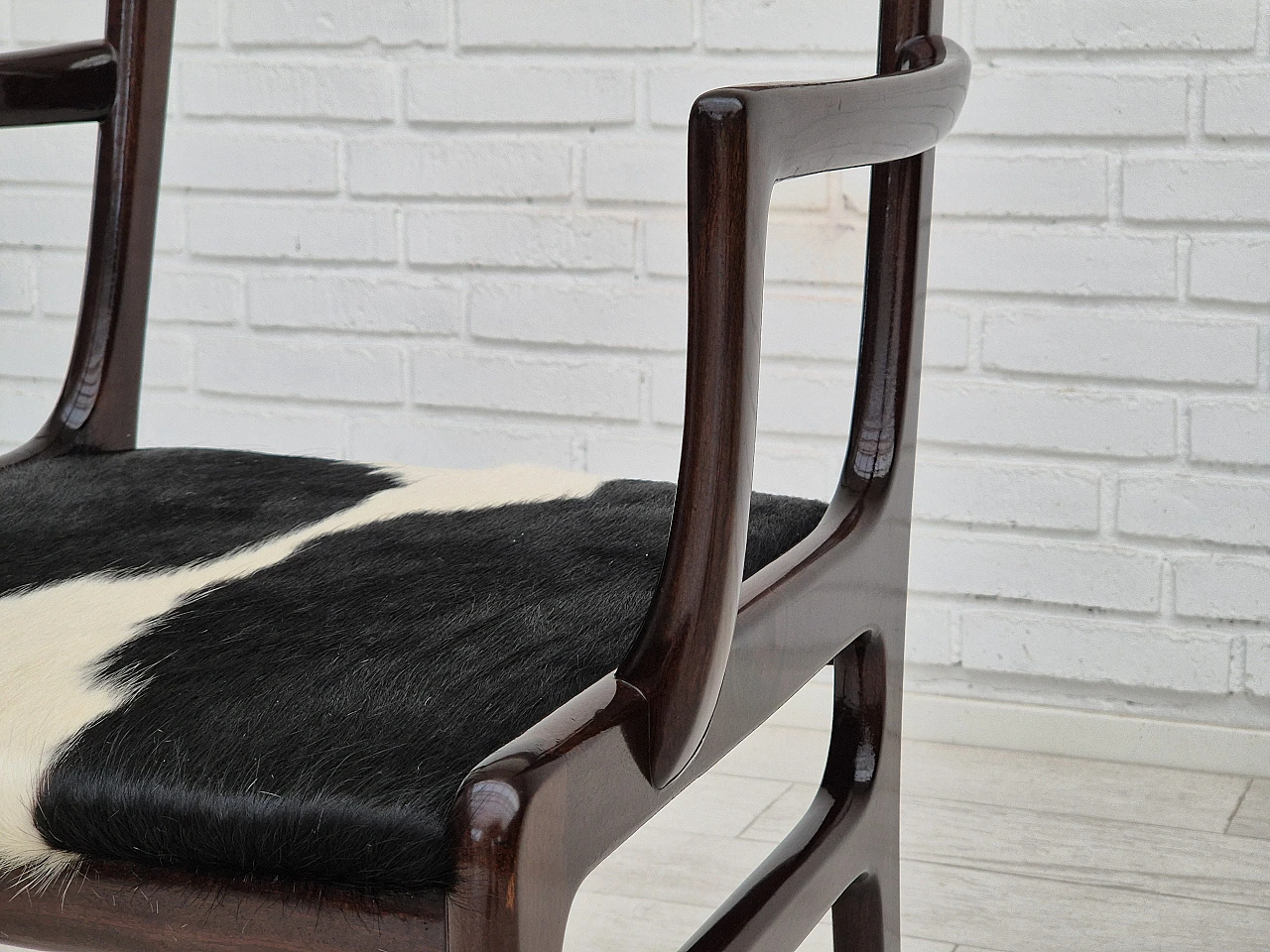 Danish mahogany and cowhide armchair by Ole Wanscher, 1960s 10