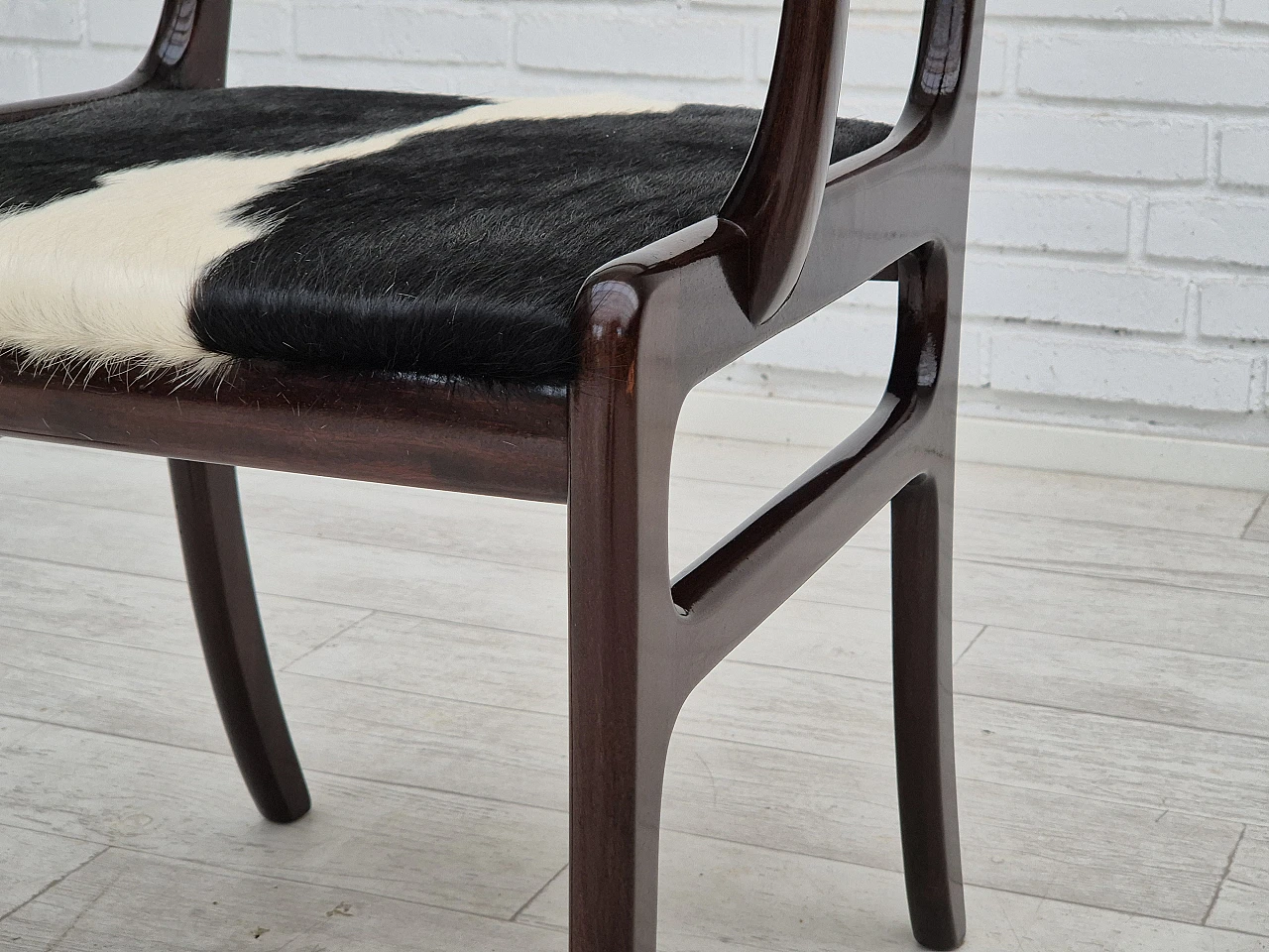 Danish mahogany and cowhide armchair by Ole Wanscher, 1960s 11