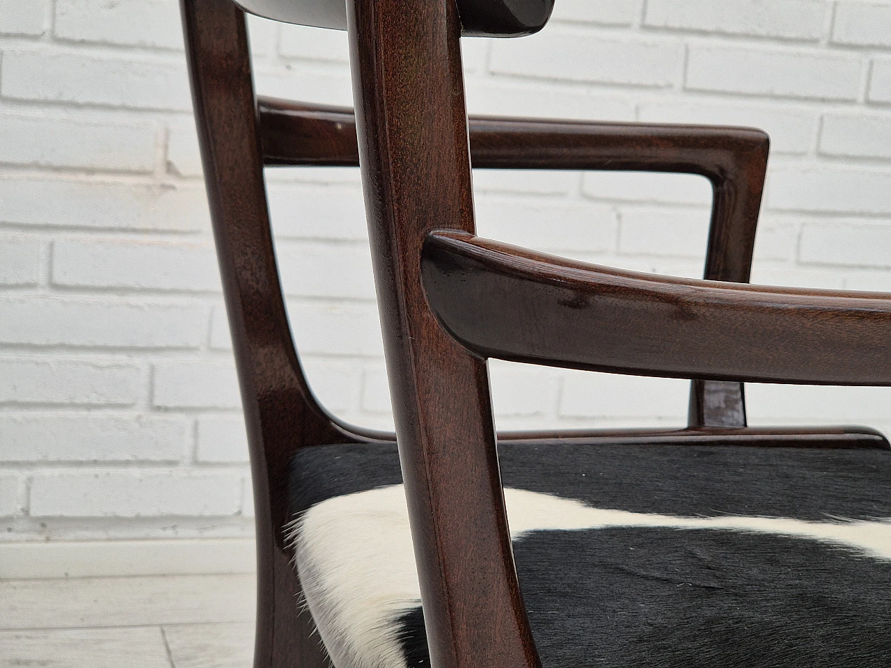 Danish mahogany and cowhide armchair by Ole Wanscher, 1960s 13
