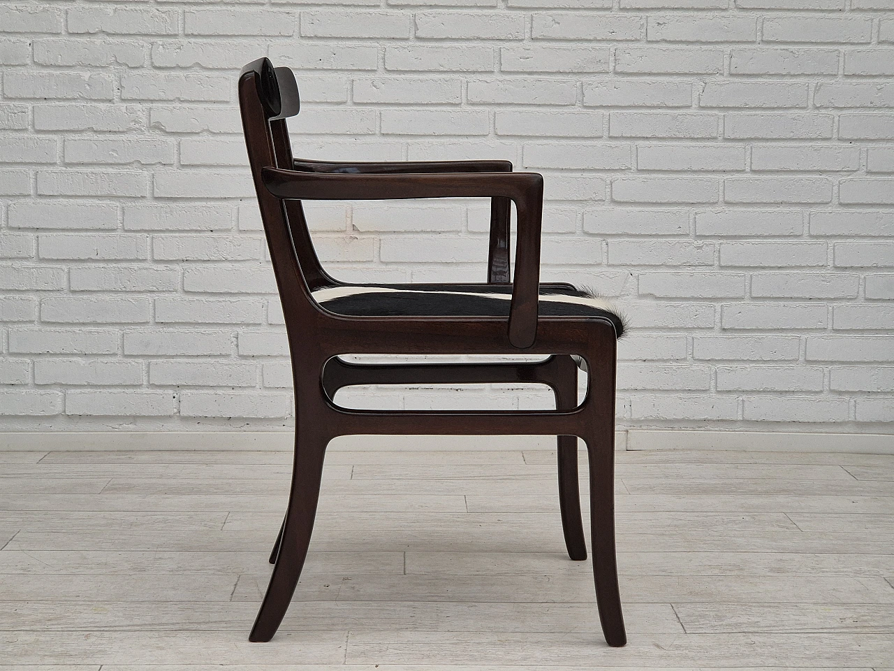 Danish mahogany and cowhide armchair by Ole Wanscher, 1960s 14