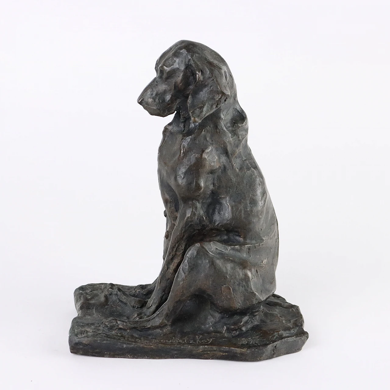 Paul Petrovitch Troubetzkoy, Sitting dog, bronze sculpture 6