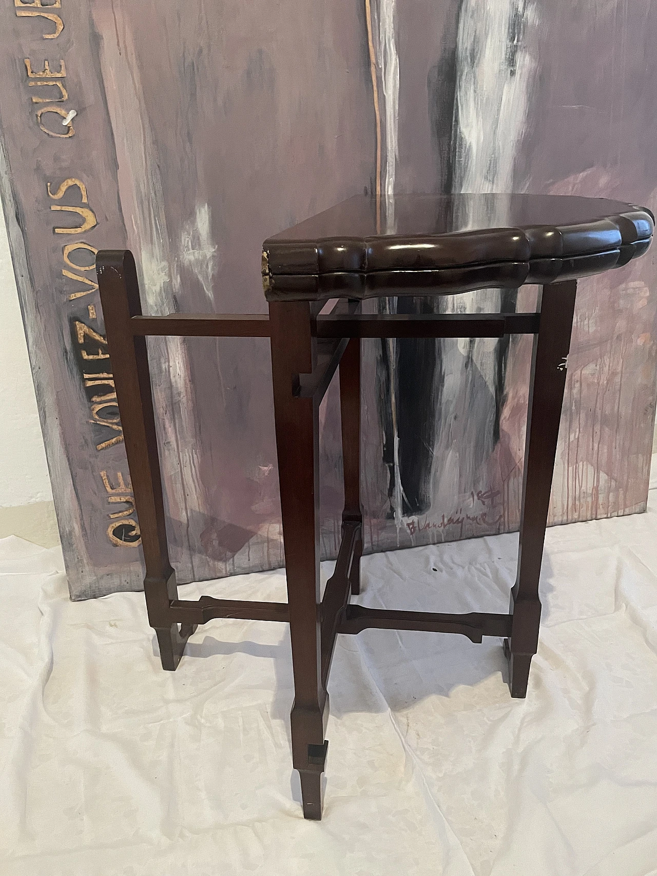 Charles Baker round wooden table with lable, late 19th century 1