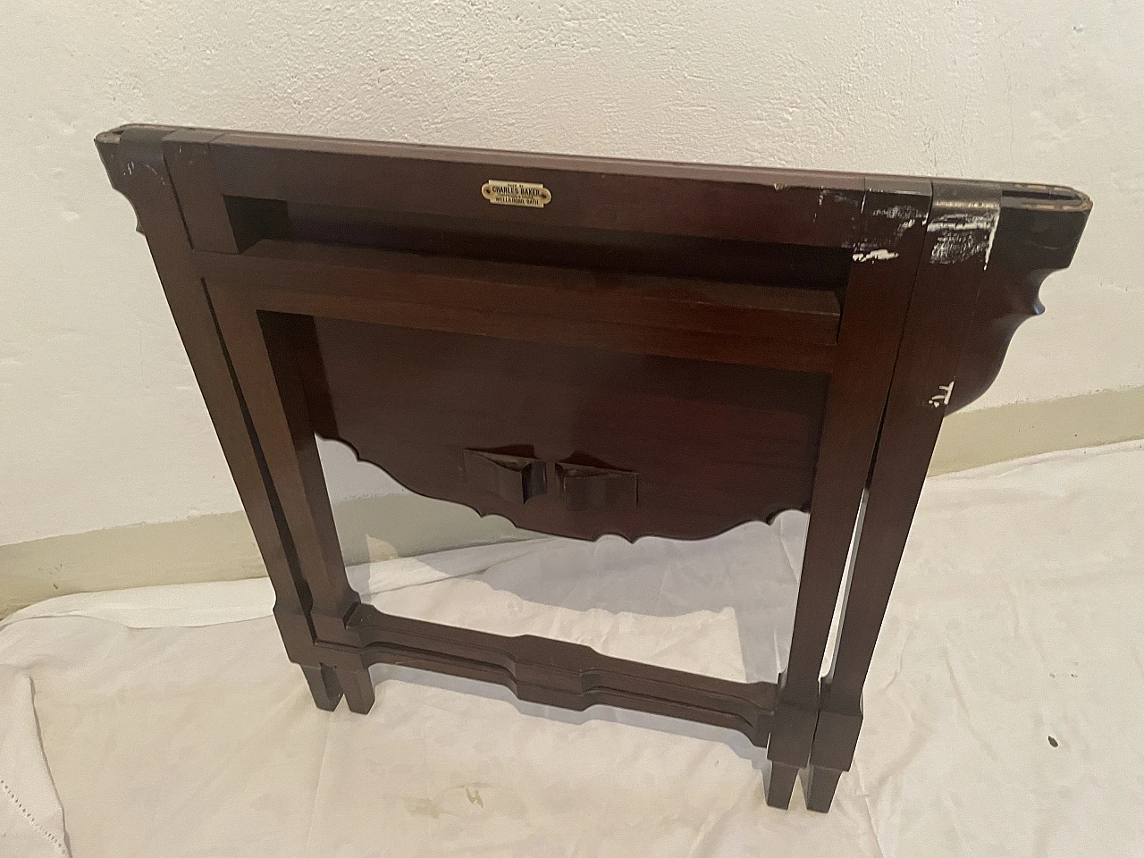 Charles Baker round wooden table with lable, late 19th century 4