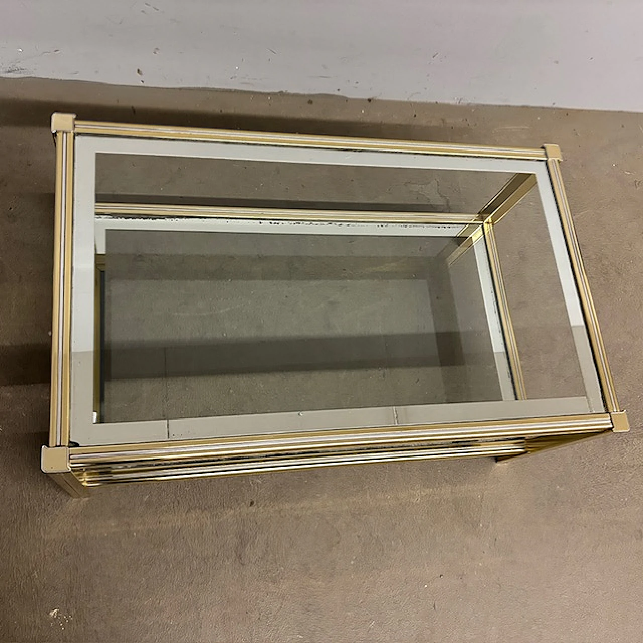 Willy Rizzo coffee table in golden and chromed metal, 70s 4