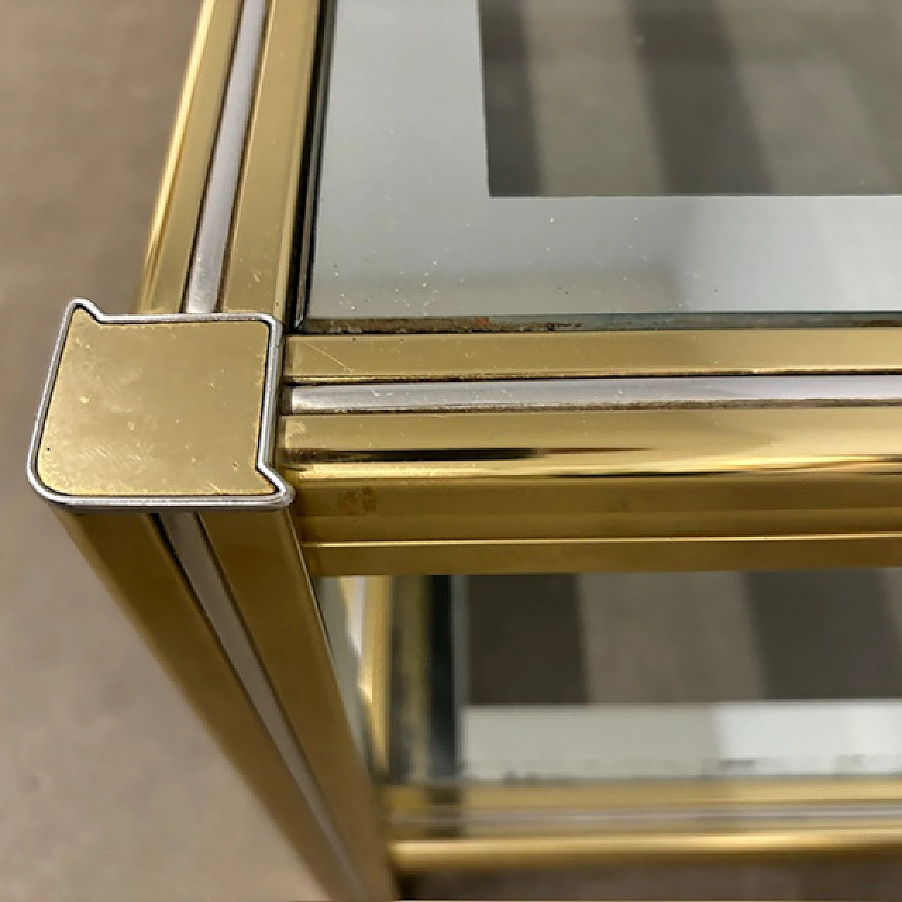 Willy Rizzo coffee table in golden and chromed metal, 70s 9