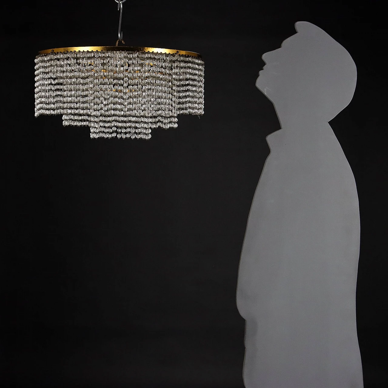 4 Lampadari a quattro luci con struttura a cascata in cristallo, anni '50 2