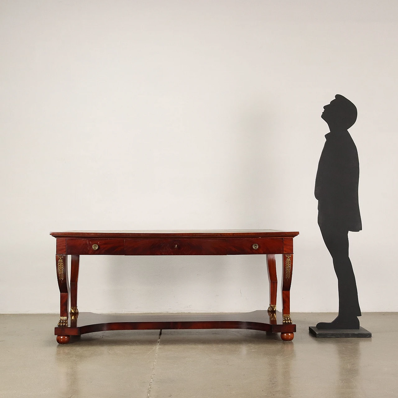 Scrivania Bureau Plat in stile Impero in mogano impiallacciato 2