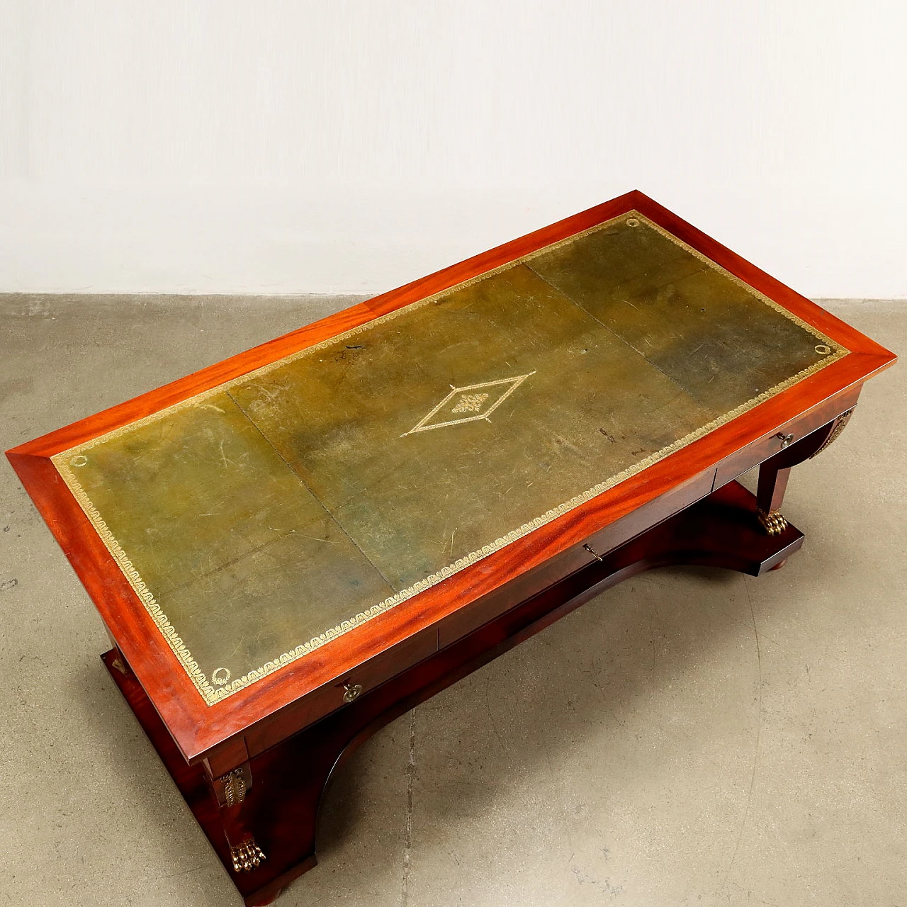 Scrivania Bureau Plat in stile Impero in mogano impiallacciato 3