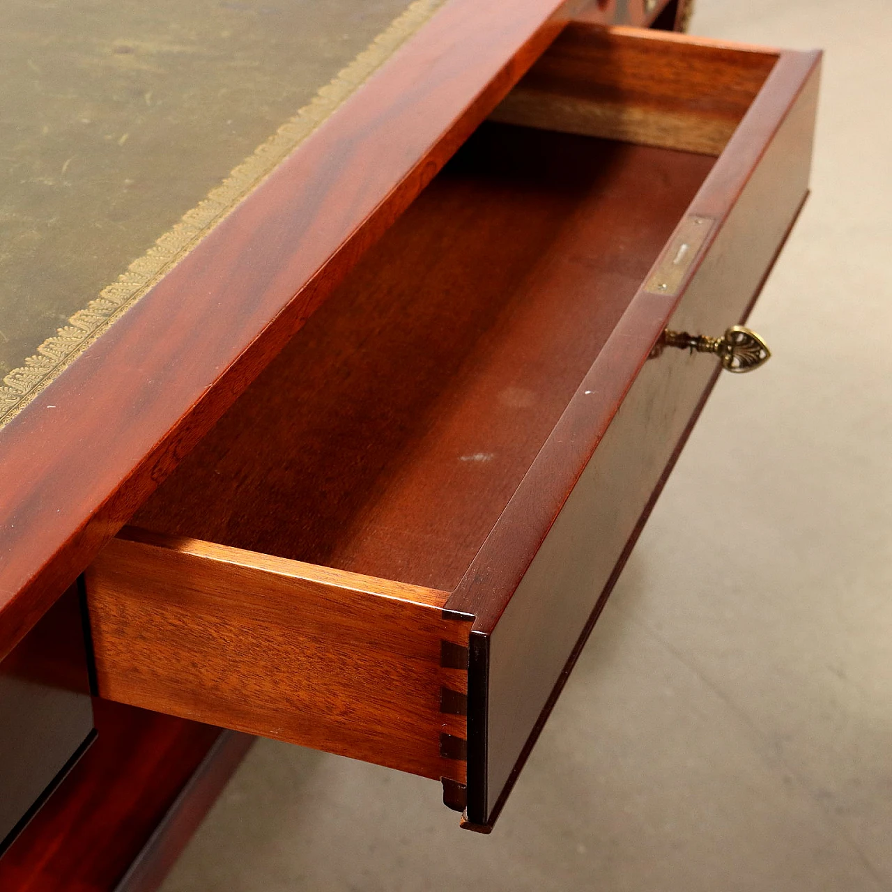 Scrivania Bureau Plat in stile Impero in mogano impiallacciato 8