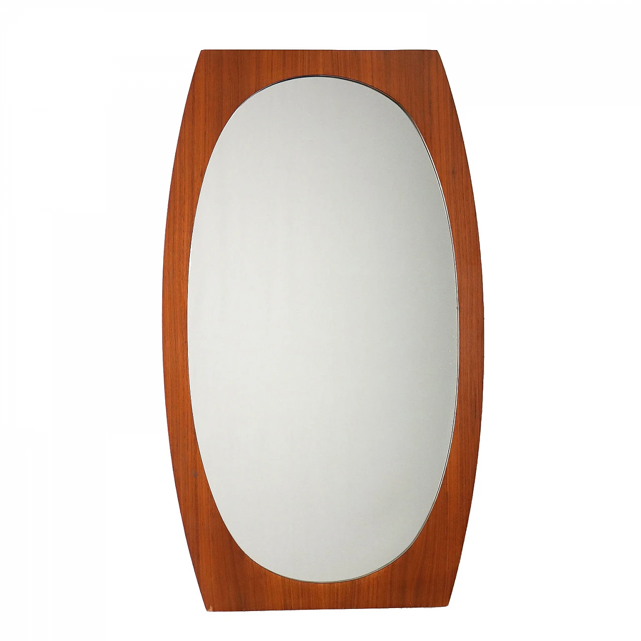 Specchio da parete con cornice in teak impiallacciato, anni '60 1