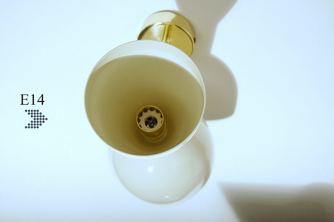 White lacquered metal and brass wall light by Deyroo Lighting 14
