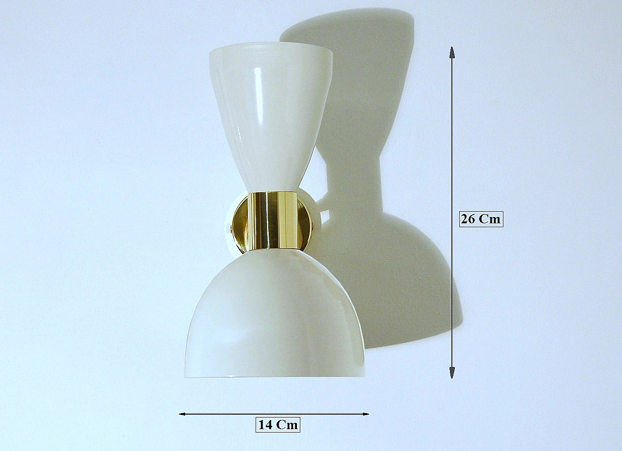 White lacquered metal and brass wall light by Deyroo Lighting 17