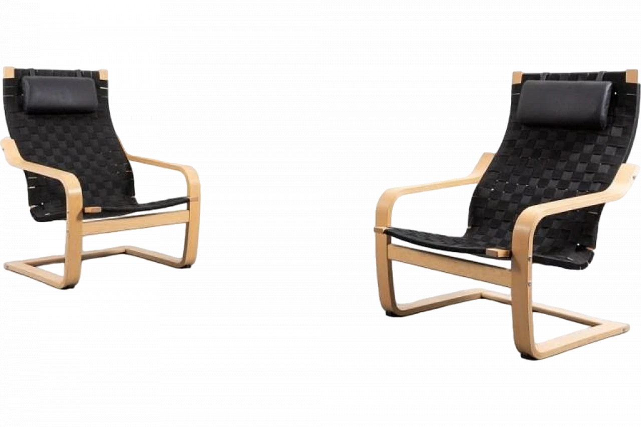 Coppia di poltrone intrecciate in lana, anni '90 9