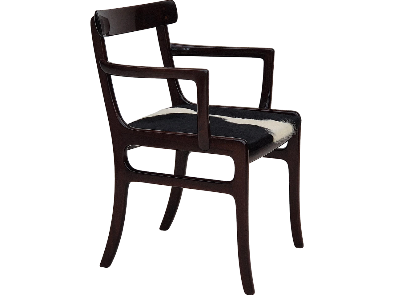 Danish mahogany and cowhide armchair by Ole Wanscher, 1960s 23