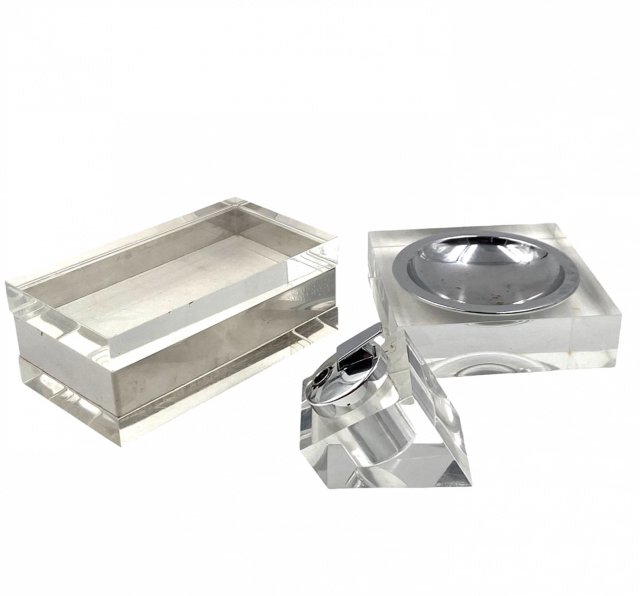 Hollywood regency lucite tuxedo set, Guzzini Italy 1970 8