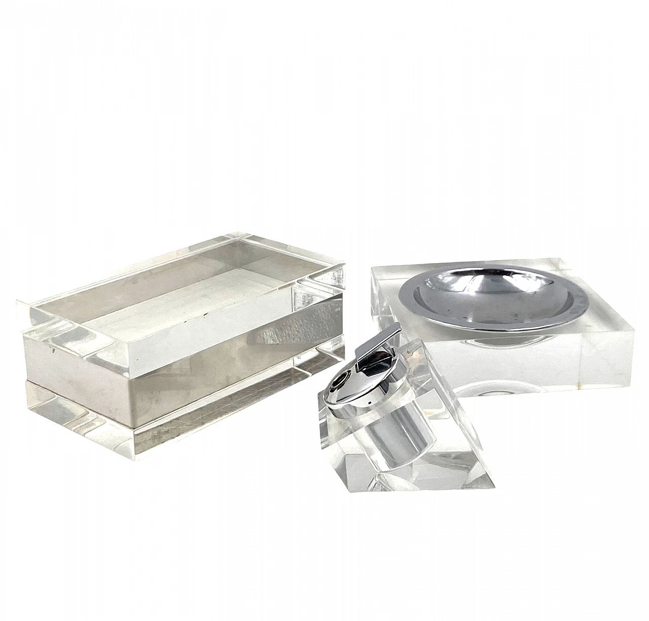 Hollywood regency lucite tuxedo set, Guzzini Italy 1970 10